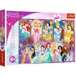 Puzzle Trefl 160 piese cu Portretele Prințeselor Disney pentru copii 5+