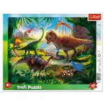 Puzzle copii cu dinozauri, 25 piese, plansa cu rama, Trefl, 4+ ani