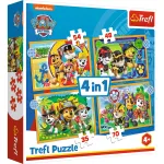 Puzzle Trefl 4 în 1 Patrula Cățelușilor de Sărbători, 4 ani+