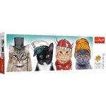 Puzzle Trefl Panorama 500 piese cu pisici haioase O echipa fluffy