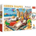 Puzzle Trefl 1000 piese Hidden Shapes cu pisici simpatice si forme ascunse