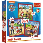 Puzzle Trefl 3 in 1 Patrula Catelusilor - Catelusii Fericiti