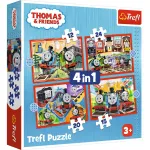 Puzzle Trefl 4 in 1 Thomas și Prietenii, set educativ copii 4+ ani