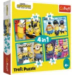 Puzzle Trefl Minions 4 în 1 Lumea Fericită a Minionilor, 4+ ani
