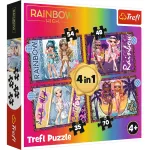 Puzzle Trefl Rainbow High 4 în 1 cu păpușile fashion, 4+ ani
