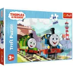 Puzzle Trefl 24 Maxi cu Thomas si Percy pe linii, pentru copii 3+