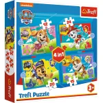 Puzzle Trefl 4 in 1 Patrula Catelusilor – Echipa, multicolor