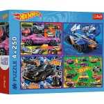 Puzzle Trefl 4x250 piese Hot Wheels cu masini de curse