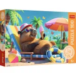 Puzzle Trefl 100 piese Relaxare in stil Capibara pentru copii 5+