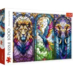 Puzzle Trefl 1000 piese Animale în vitraliu, multicolor, 12+ ani