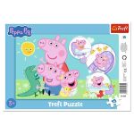 Puzzle Trefl Peppa Pig cu cadru, 15 piese, pentru copii 3+ ani
