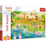 Puzzle copii Trefl 24 Maxi Safari, Babies and the Bear, 3+ ani