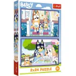 Puzzle Trefl Bluey 2x24 piese, Distracție cu Bluey, 3+ ani