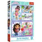Puzzle Trefl 2x70 piese Gabby's Dollhouse, Aventurile lui Gabby, 4+