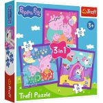 Puzzle copii Trefl 3 in 1 Peppa Pig, 20/36/50 piese, 3 ani+