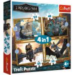 Puzzle Trefl 4 in 1 Cum să-ți dresezi dragonul - Zilele Dragonului
