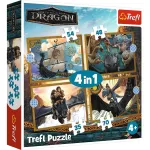 Puzzle Trefl 4 in 1 Cum să-ți dresezi dragonul - Zilele Dragonului