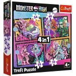 Puzzle Trefl 4 în 1 Monster High - O zi electrizantă, 4+ ani