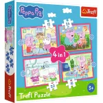 Puzzle 4 in 1 Trefl Peppa Pig, joc educativ pentru copii 3+