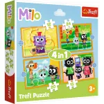 Puzzle Trefl 4 in 1 cu Milo si prietenii, 3+ ani, multicolor