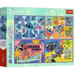Puzzle Trefl Disney Stitch 4x250 piese, multicolor, 10+ ani