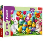 Puzzle Trefl 100 piese Pajiștea de Paște pentru copii 5+