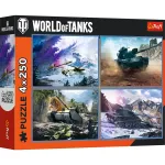 Puzzle Trefl 4x250 piese World of Tanks, 4 imagini cu tancuri