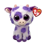 Jucarie de plus TY Beanie Boos Ethel, vacuta cu pete mov, 15 cm