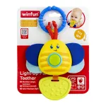 Jucarie de dentitie Winfun Albinuta cu lumini, sunete si inel de prindere