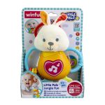Zornăitoare iepuraș Winfun cu sunete, lumini și texturi pentru bebeluși