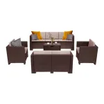 Set mobilier de grădină Leziter City Large, 7 locuri, maro