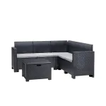 Set de colț pentru grădină Leziter Nero, 5 locuri, grafit