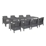 Set mobilier de grădină Leziter Grant 8+1, masă extensibilă, grafit