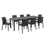 Set mobilier de grădină Leziter Letta II 8+1, grafit, masă extensibilă