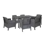 Set mobilier de grădină Leziter Meda 6+1, masă extensibilă, grafit
