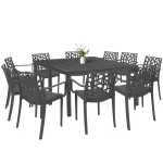 Set mobilier de grădină Leziter Alina 10+1, grafit, masă extensibilă
