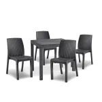 Set mobilier de grădină Leziter Goti 4+1, grafit, efect ratan