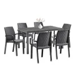 Set mobilier de grădină Leziter Indy 6+1, grafit, 6 scaune și masă