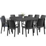 Set mobilier de grădină Leziter Letta 10+1, masă extensibilă, grafit