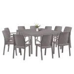 Set mobilier de grădină Leziter Letta 10+1, cappuccino, masă extensibilă
