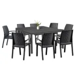 Set mobilier de grădină Leziter Letta 8+1 cu masă extensibilă, grafit