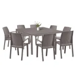 Set mobilier de grădină Leziter Letta 8+1, cappuccino, masă extensibilă