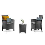 Set mobilier de grădină Leziter Lima Balcon, 2 fotolii și masă, grafit