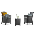 Set mobilier de grădină Leziter Lima Balcon, 2 fotolii și masă, grafit