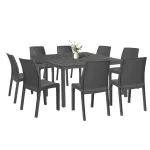 Set mobilier de grădină Leziter Monza 8+1, masă extensibilă, grafit