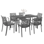 Set mobilier de grădină Leziter Nassau 6+1, grafit, 6 scaune și masă