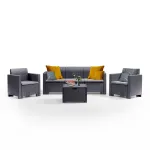 Set mobilier de grădină Leziter Nero, 5 locuri, grafit, efect ratan