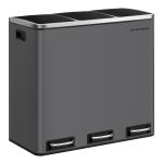 SONGMICS Cos de gunoi colectare selectiva cu 3 compartimente 3 x 18L, capace soft close, pedale, otel, 61x32x56 cm, gri mat Household NewTrend