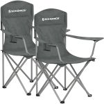 SONGMICS Set 2 scaune pliabile camping cu suport bauturi, husa transport, 150 kg, 54x86x97 cm, gri Household NewTrend