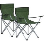 SONGMICS Set 2 scaune pliabile camping cu suport bauturi, husa transport, 52x84x81 cm, 120 kg, verde Household NewTrend